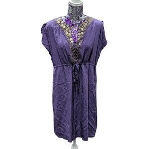 Quiet Luxury Silk Boho Resortcore Michael Kors Purple Gold Date Night Romantic M